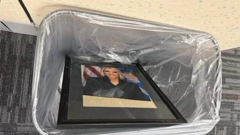 Pam Bondi's official portrait found in a DOJ trash bin hours after being fired
