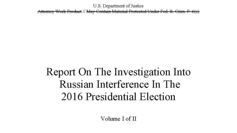 Robert Mueller delivering his report on Russian interference and obstruction